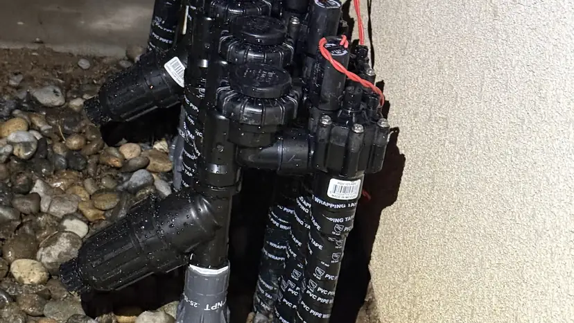Valve manifold along a wall (ACRE job photo)